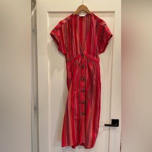 Lush- stripped linen dress with pockets